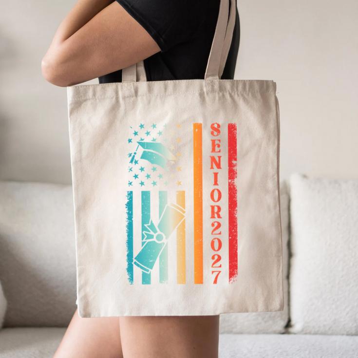 Senior 2027 Class Of 2027 Graduation USA Flag Back To School Performance Canvas Tote Bag
