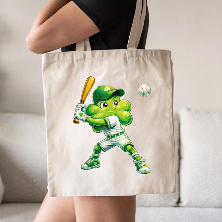 Shamrock Playing Baseball St Patricks Day Men Boys Kid Canvas Tote Bag