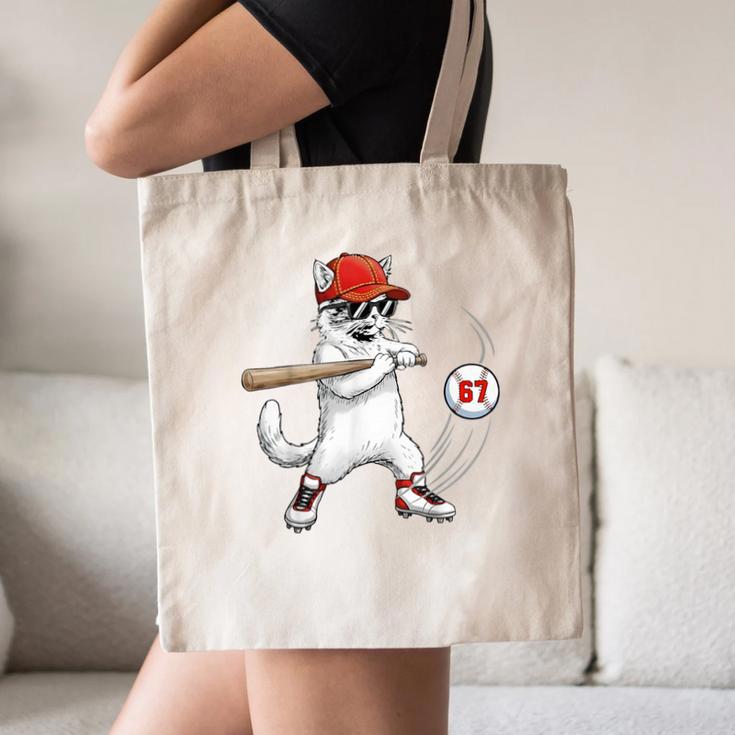 Six Seven 67 Baseball Cat Birthday Men Kids Boys Canvas Tote Bag Six Seven 67 Baseball Cat Birthday Men Kids Boys Canvas Tote Bag