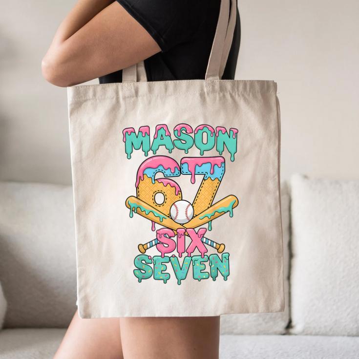 Six Seven Meme Mason Ice Cream Drip Baseball Number 67 Canvas Tote Bag
