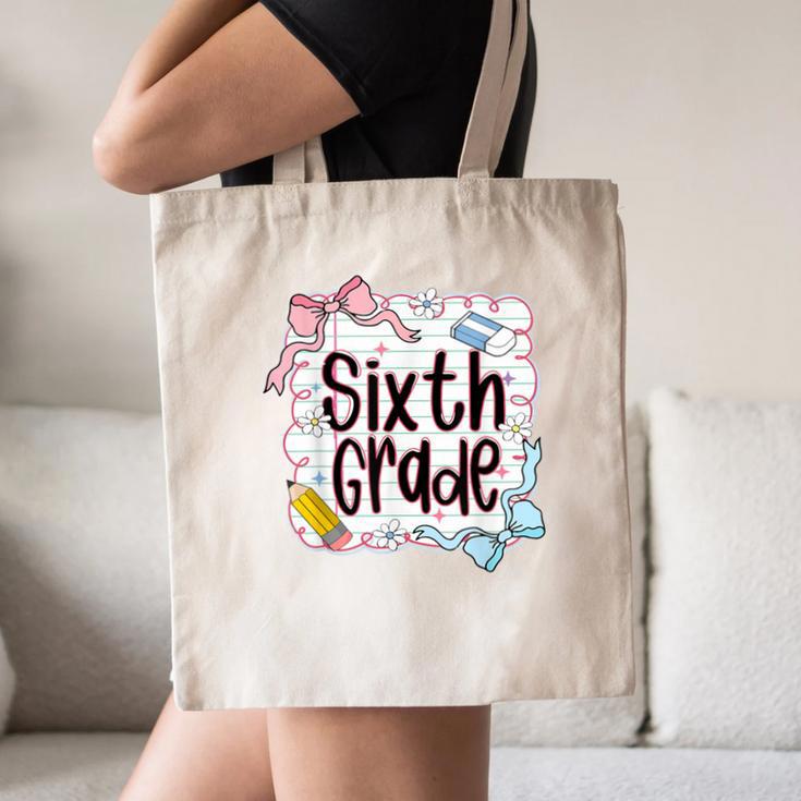Sixth Grade Back To School For Girls Pink Notebook Canvas Tote Bag Sixth Grade Back To School For Girls Pink Notebook Canvas Tote Bag