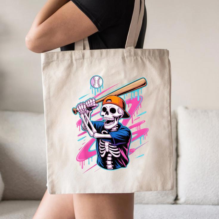 Skeleton Baseball Drip Boy Youth Dripping Baseball Halloween Canvas Tote Bag Skeleton Baseball Drip Boy Youth Dripping Baseball Halloween Canvas Tote Bag