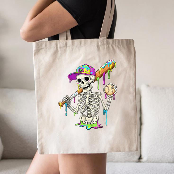 Skeleton Baseball Drip Boys Ice Cream Drip Youth Baseball Canvas Tote Bag
