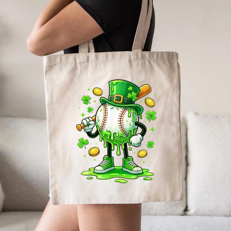 St Patrick Day Baseball Drip Ice Cream Baseball Canvas Tote Bag