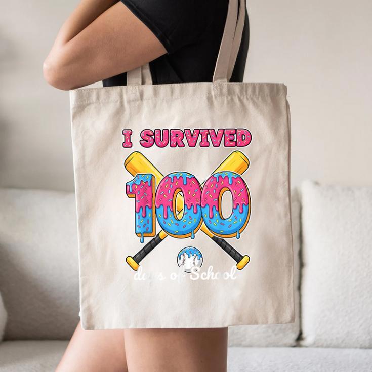 I Survived 100 Days Of School Baseball Cream Drip Boys Canvas Tote Bag I Survived 100 Days Of School Baseball Cream Drip Boys Canvas Tote Bag