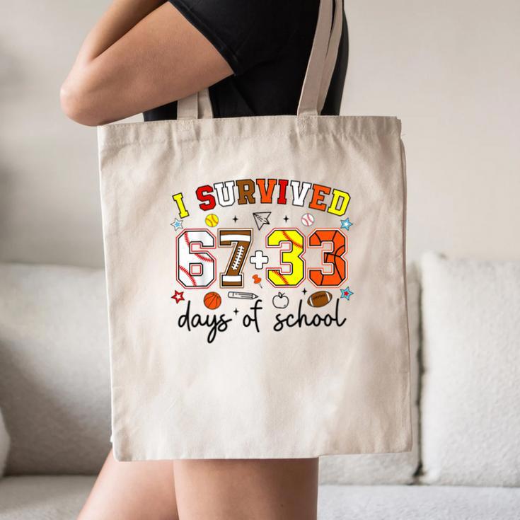 I Survived 6733 Days Baseball Football Softball 100 Days Canvas Tote Bag