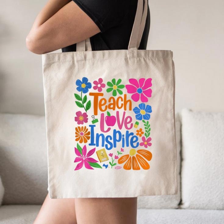 Teach Love Inspire Back To School Canvas Tote Bag Teach Love Inspire Back To School Canvas Tote Bag