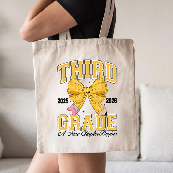 Third Grade Back To School First Day Pencil Bow 2025 Girls Canvas Tote Bag Third Grade Back To School First Day Pencil Bow 2025 Girls Canvas Tote Bag