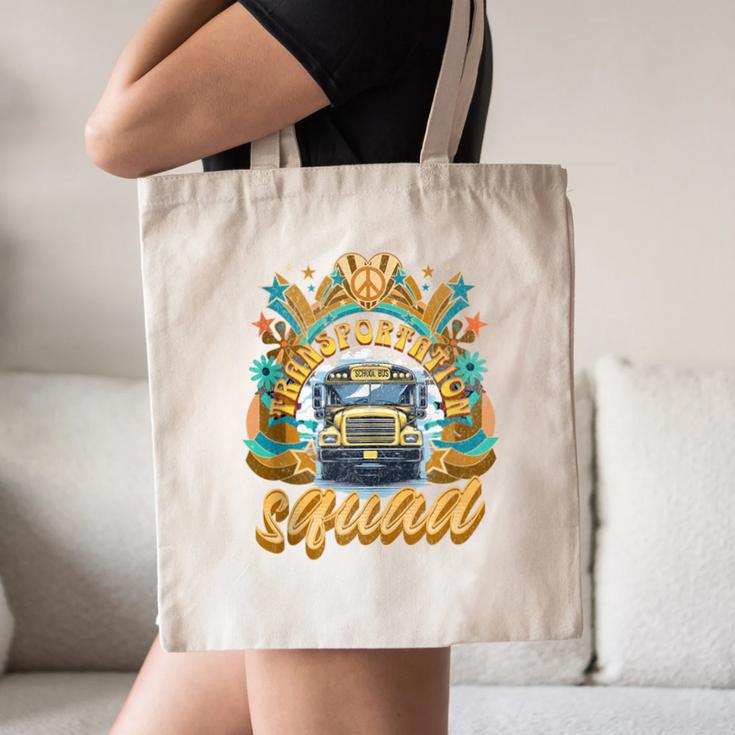 Transportation Squad Retro Bus Aide Back To School Matching Canvas Tote Bag