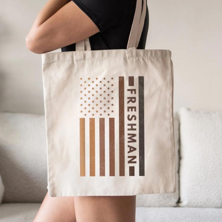 USA Flag Freshman 9th Ninth Grade Back To School Juneteenth Canvas Tote Bag