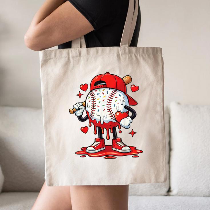 Valentine Baseball Drip Ice Cream Youth Boys Couples Canvas Tote Bag