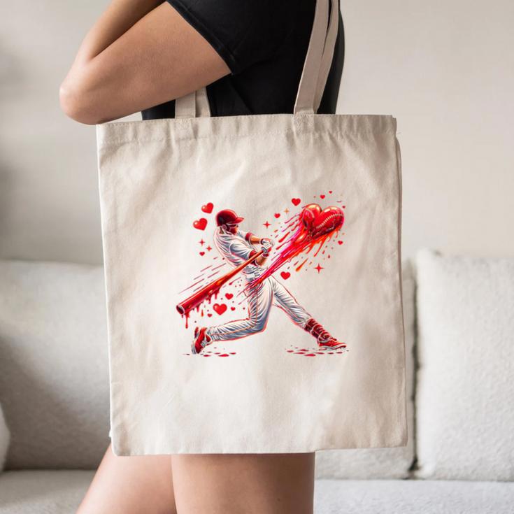 Valentine Baseball Player Drip Canvas Tote Bag