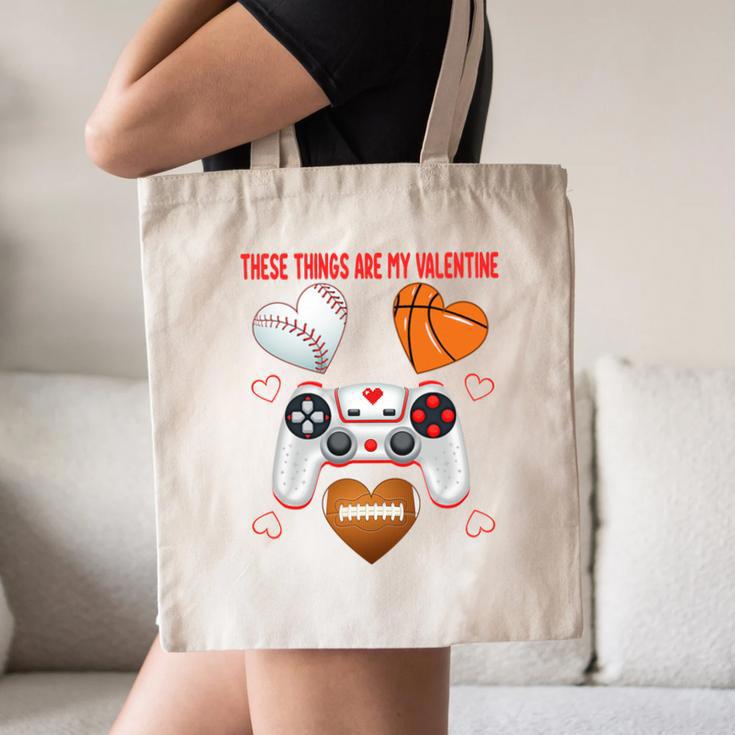 Valentines Day Boys Men Hearts Gaming Football Baseball Love Premium Tri-Blend Canvas Tote Bag