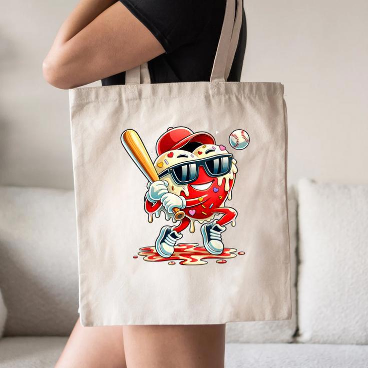 Valentines Day Heart Baseball Drip Ice Cream Boys Kids Men Canvas Tote Bag Valentines Day Heart Baseball Drip Ice Cream Boys Kids Men Canvas Tote Bag