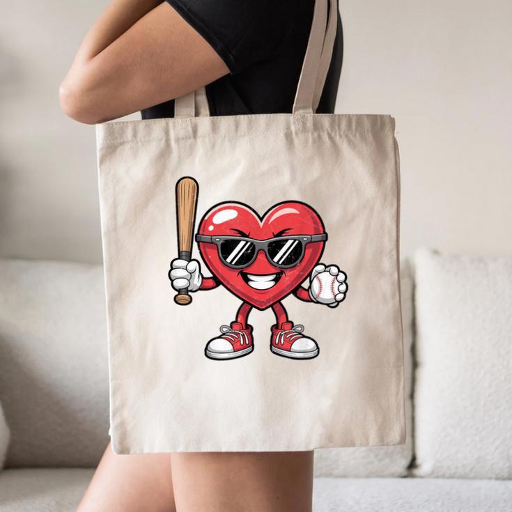 Valentines Day Heart Playing Baseball Boys Men Kids Girls Canvas Tote Bag Valentines Day Heart Playing Baseball Boys Men Kids Girls Canvas Tote Bag