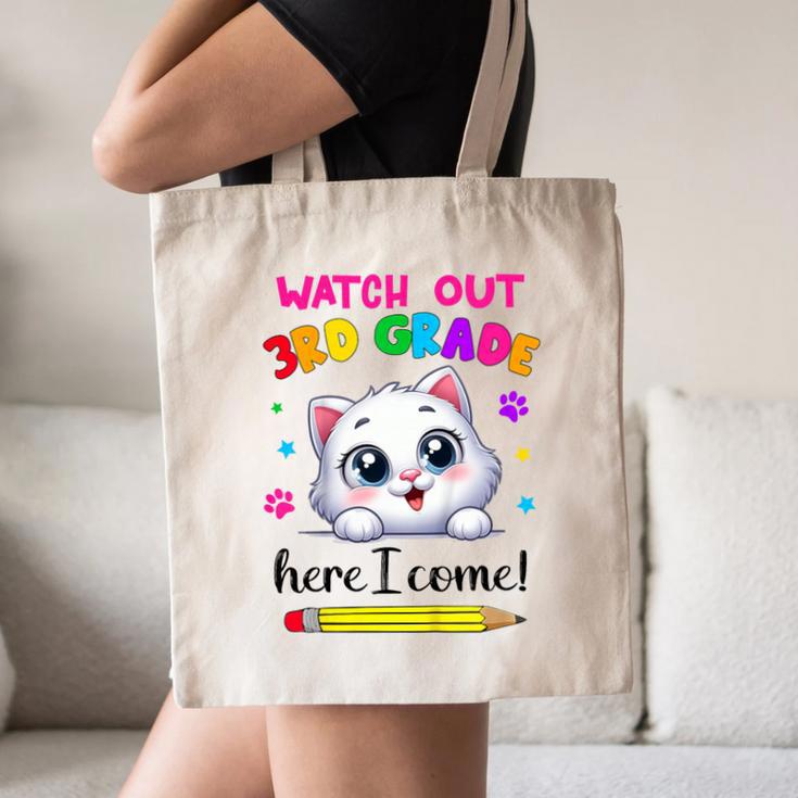 Watch Out 3rd Grade Here I Come Girls Cat Back To School Canvas Tote Bag