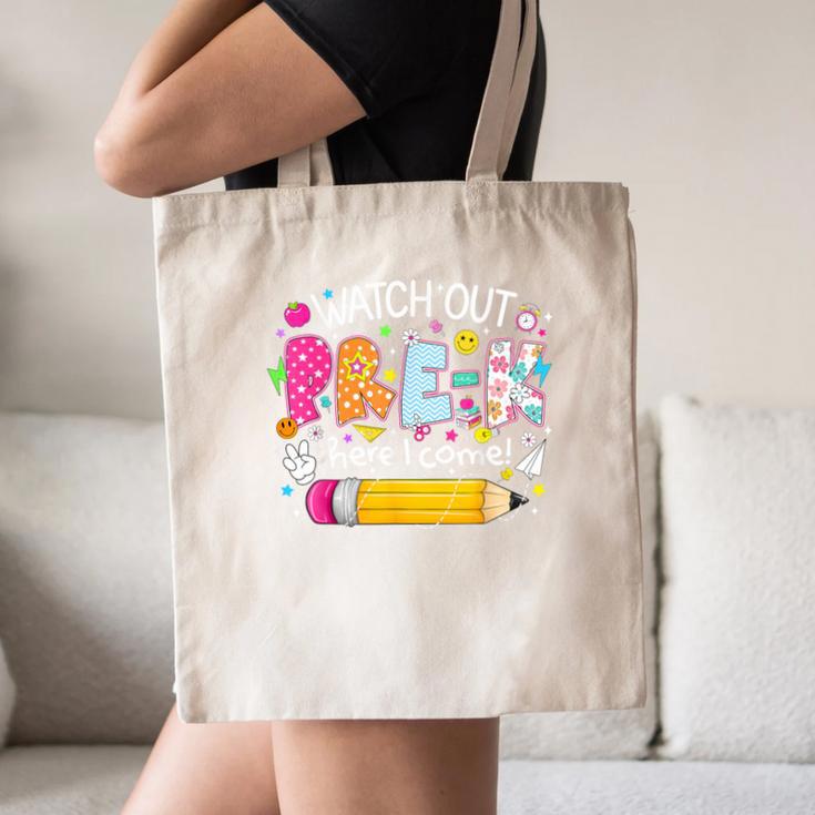 Watch Out Pre-K Here I Come Back To School Boy Girl Kids Canvas Tote Bag Watch Out Pre-K Here I Come Back To School Boy Girl Kids Canvas Tote Bag