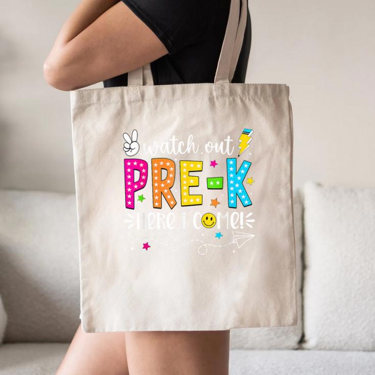 Watch Out Pre-K Here I Come Back To School Boys Girls Kids Canvas Tote Bag