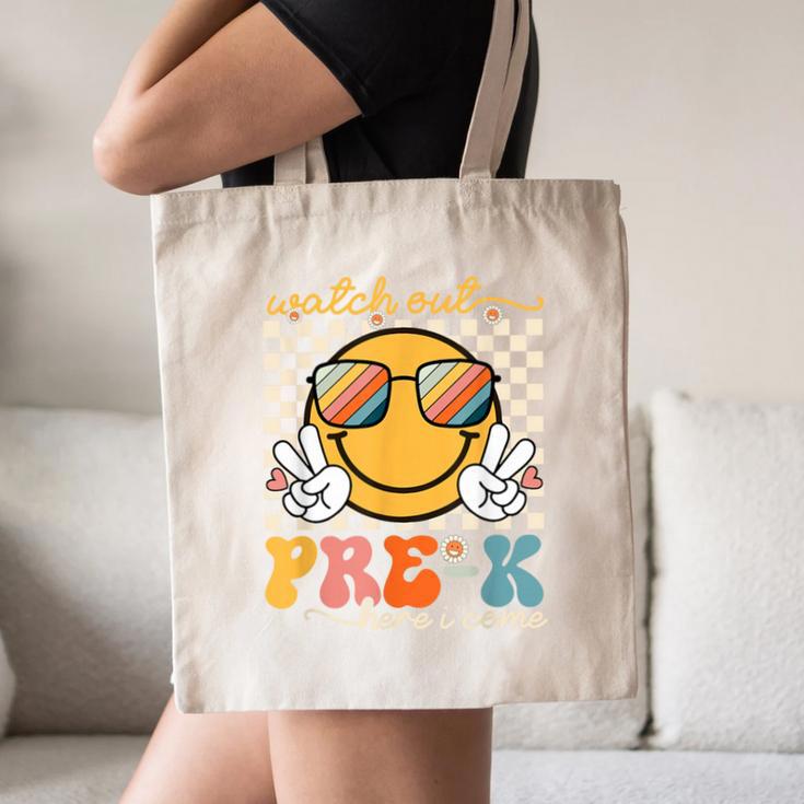 Watch Out Pre-K Grade Here I Come Back To School Pre-K Smile Canvas Tote Bag