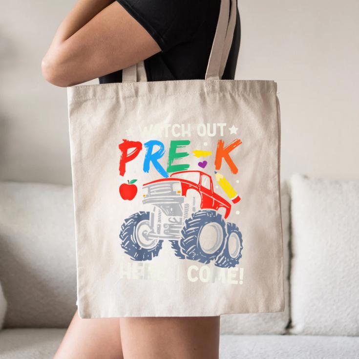 Watch Out Pre-K Here I Come Monster Truck Back To School Canvas Tote Bag Watch Out Pre-K Here I Come Monster Truck Back To School Canvas Tote Bag