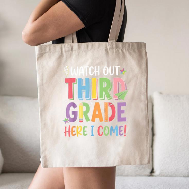 Watch Out Third Grade Here I Come Back To School 3rd Grade Canvas Tote Bag