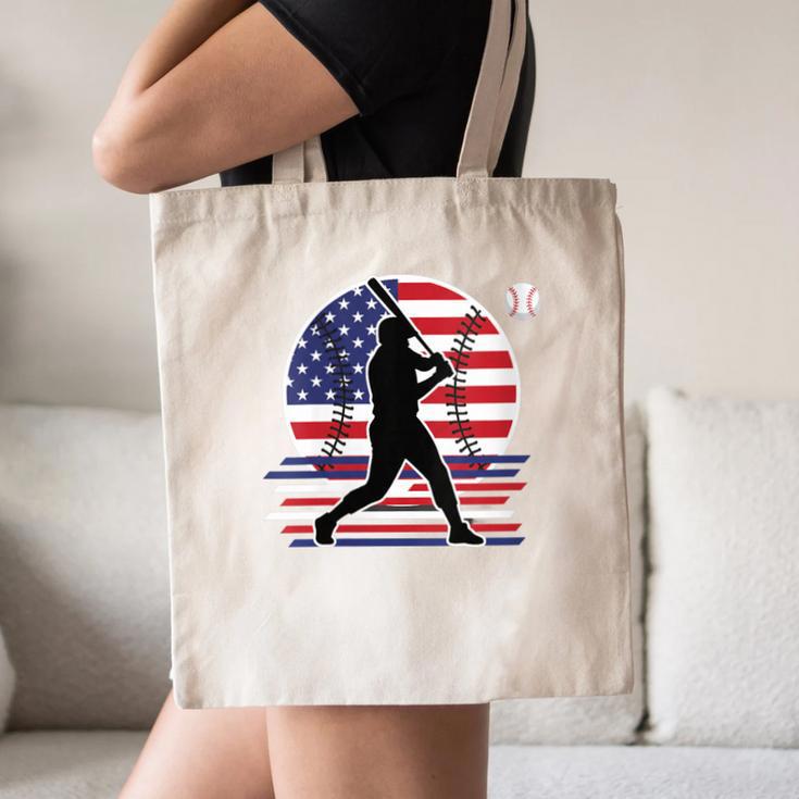 Women's Batter Patriotic American Flag Baseball Silks Canvas Tote Bag
