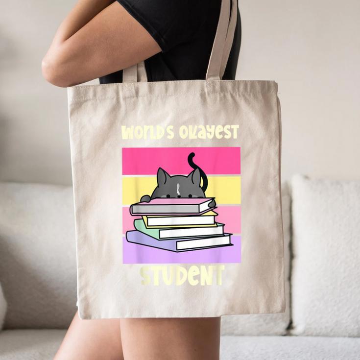 World's Okayest Student Fun Back To School & New Term Canvas Tote Bag World's Okayest Student Fun Back To School & New Term Canvas Tote Bag