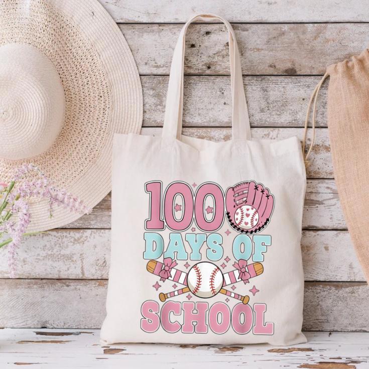 100 Days Of School Baseball 100th Day Of School Girls Canvas Tote Bag 100 Days Of School Baseball 100th Day Of School Girls Canvas Tote Bag