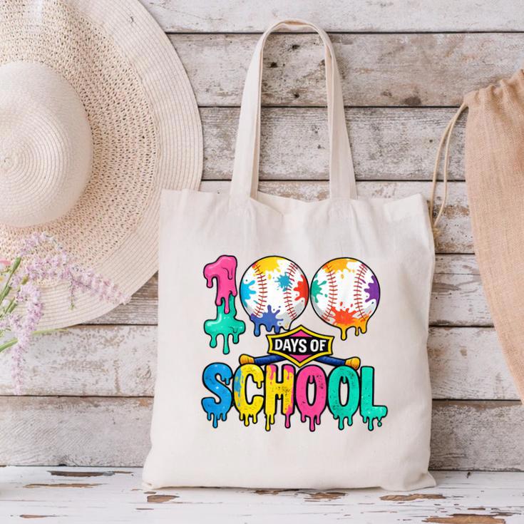 100 Days Of School Baseball Boys Kids Colorful 100th Day Canvas Tote Bag