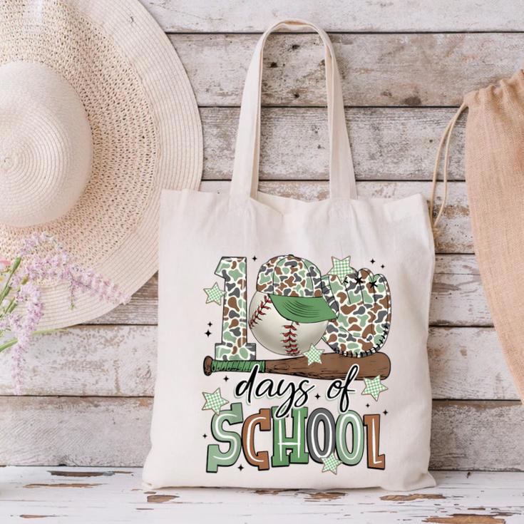 100 Days Of School Baseball Camo Men Boy Kid Canvas Tote Bag 100 Days Of School Baseball Camo Men Boy Kid Canvas Tote Bag