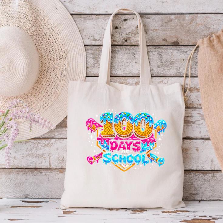 100 Days Of School Baseball Drip Ice Cream Costume Teachers Canvas Tote Bag 100 Days Of School Baseball Drip Ice Cream Costume Teachers Canvas Tote Bag