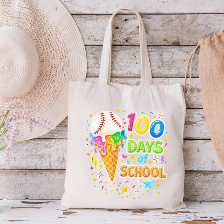100 Days Of School Baseball Ice Cream Drip Boys Kids Player Canvas Tote Bag 100 Days Of School Baseball Ice Cream Drip Boys Kids Player Canvas Tote Bag