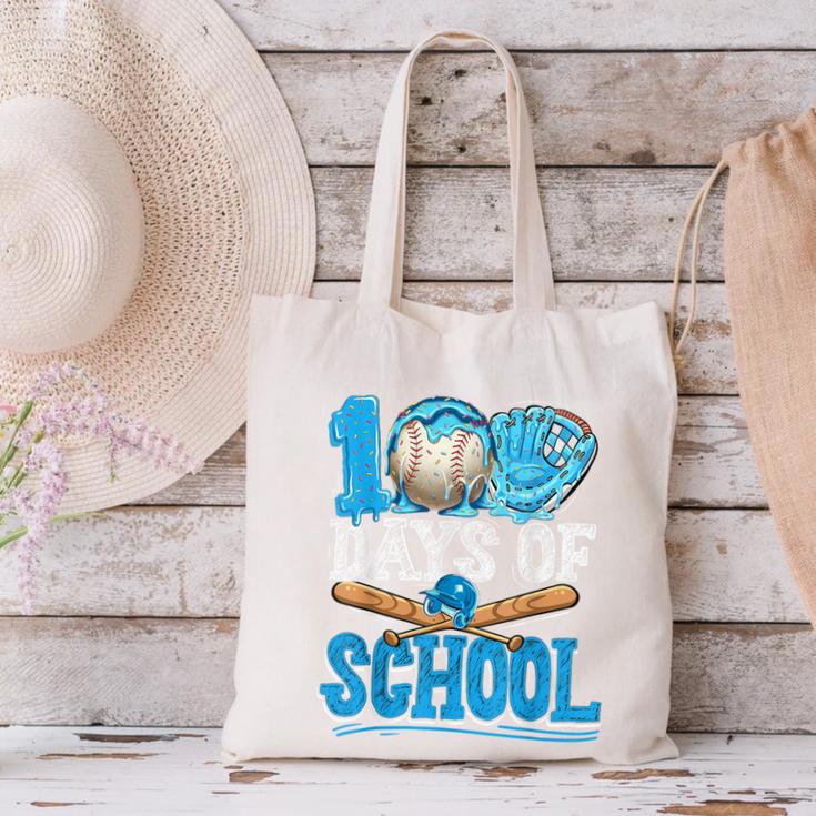 100 Days Of School Baseball Ice Cream Drip Student Kids Boys Canvas Tote Bag