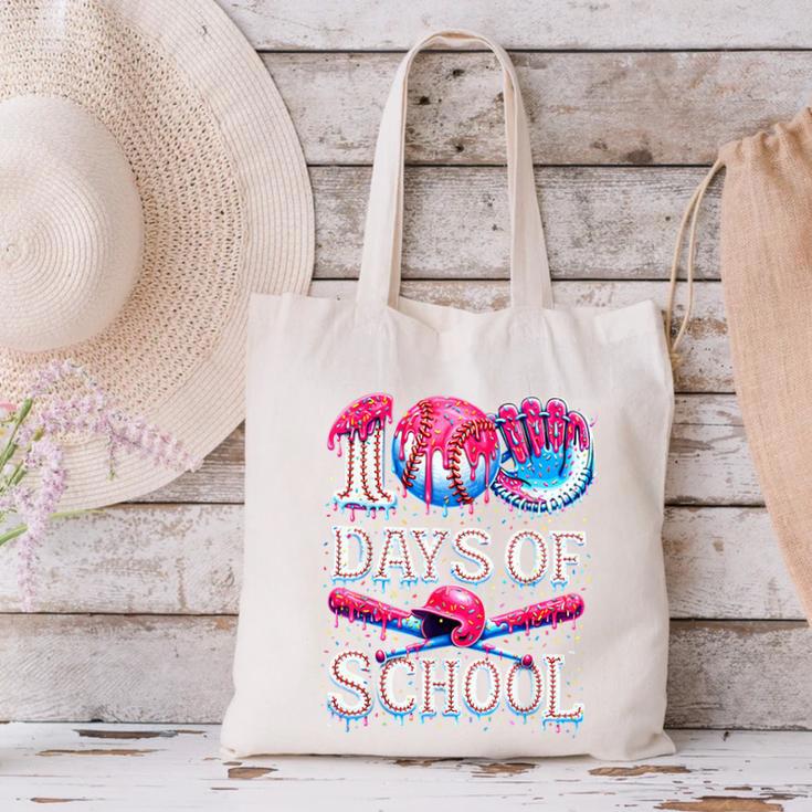 100 Days Of School Baseball Lover Donut Drip Boy Girl Canvas Tote Bag