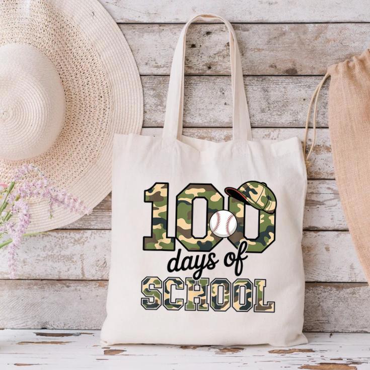 100 Days Of School Camo Baseball Camouflage For Kids Canvas Tote Bag