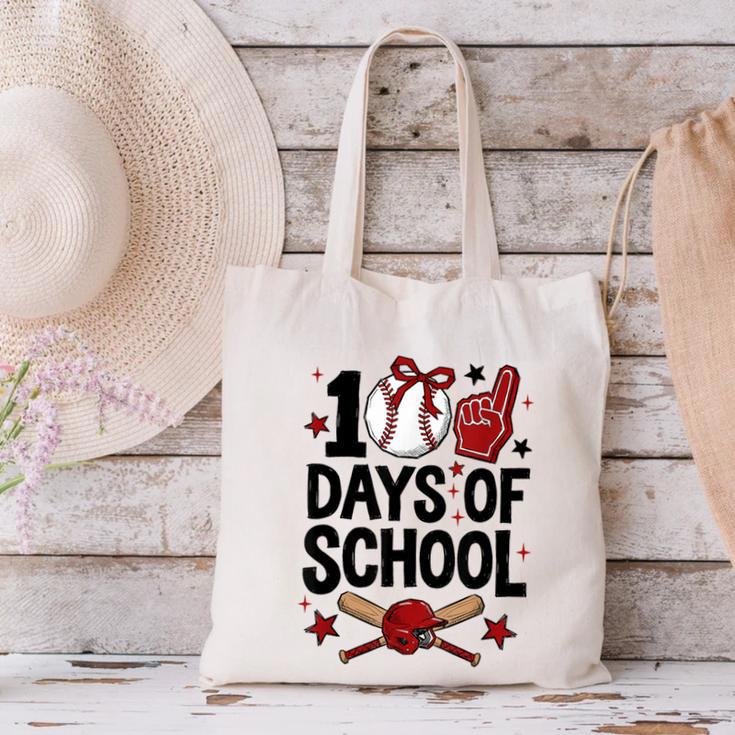 100 Days Of School Coquette Bow Baseball 100th Day Girl Kid Canvas Tote Bag 100 Days Of School Coquette Bow Baseball 100th Day Girl Kid Canvas Tote Bag