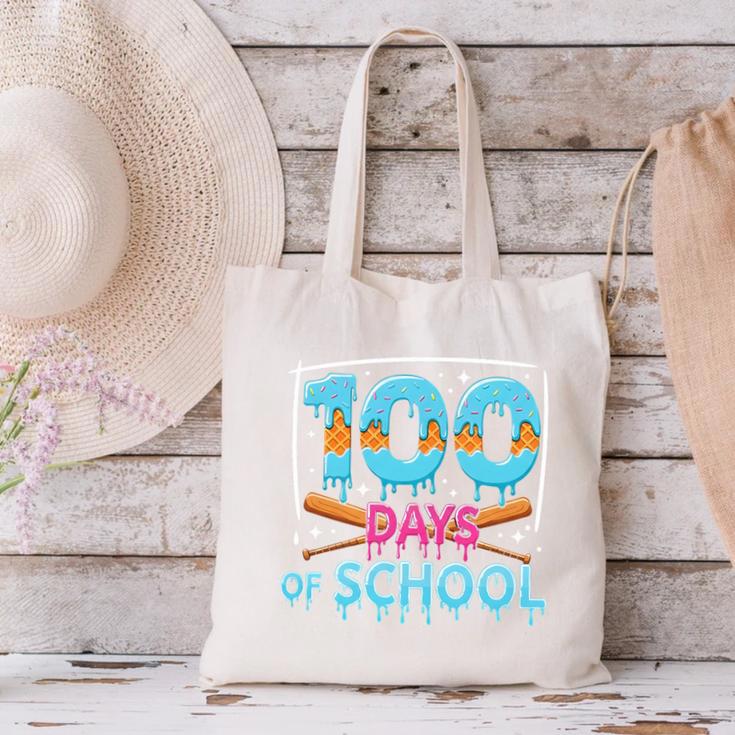 100 Days Of School Drip Ice Cream Baseball For Teacher Kids Premium Tri-Blend Canvas Tote Bag 100 Days Of School Drip Ice Cream Baseball For Teacher Kids Premium Tri-Blend Canvas Tote Bag