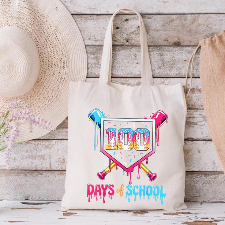 100 Days Of School Ice Cream Drip Baseball 100 Days Smarter Canvas Tote Bag