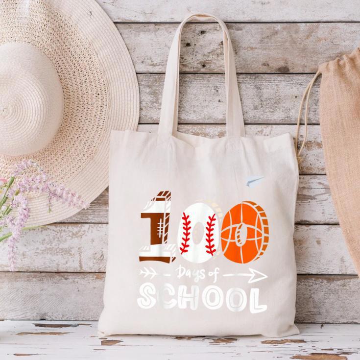100th Day Of School Basketball Baseball Football Kids Boys Canvas Tote Bag 100th Day Of School Basketball Baseball Football Kids Boys Canvas Tote Bag