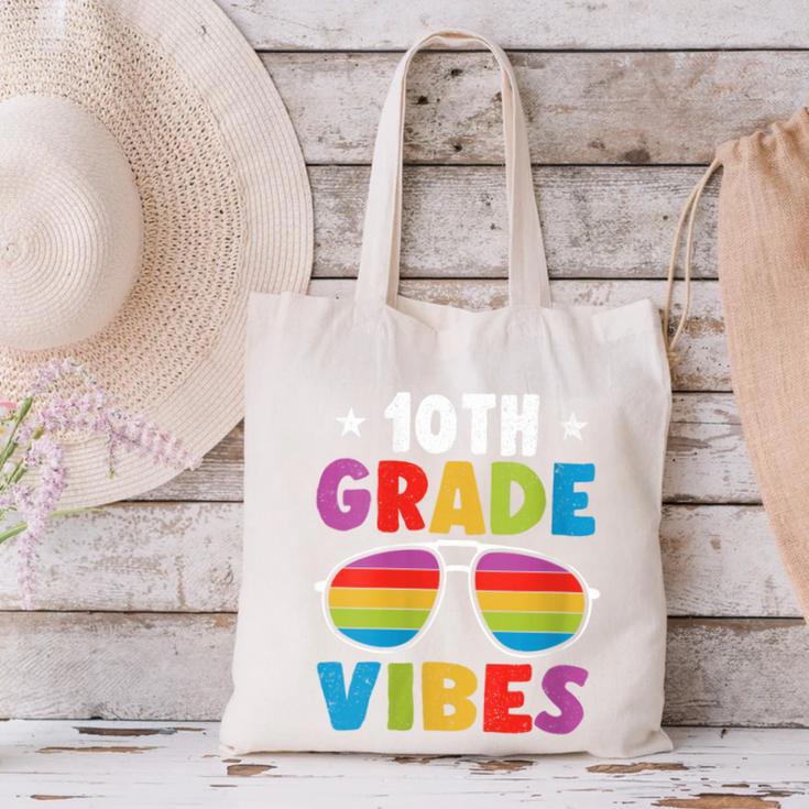 10th Grade Back To School Sunglasses Vibes Retro First Day Canvas Tote Bag 10th Grade Back To School Sunglasses Vibes Retro First Day Canvas Tote Bag