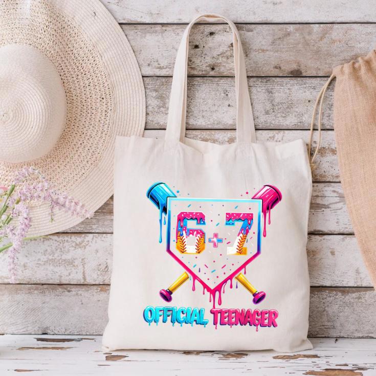 13th Birthday Official Teenager 67 Baseball Drip Boys Canvas Tote Bag 13th Birthday Official Teenager 67 Baseball Drip Boys Canvas Tote Bag