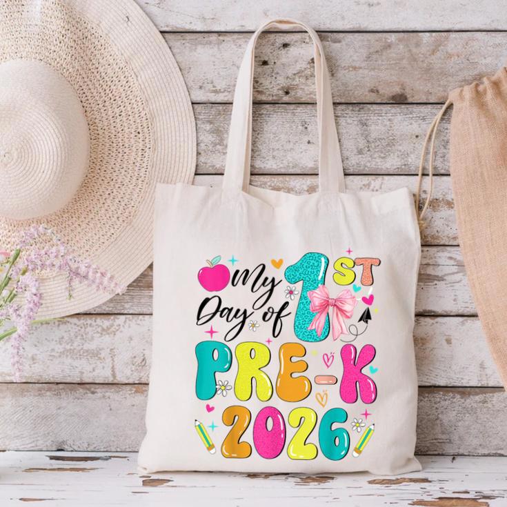 My 1st Day Of Pre-K 2026 Back To School Bow PreK Kids Girls Canvas Tote Bag My 1st Day Of Pre-K 2026 Back To School Bow PreK Kids Girls Canvas Tote Bag
