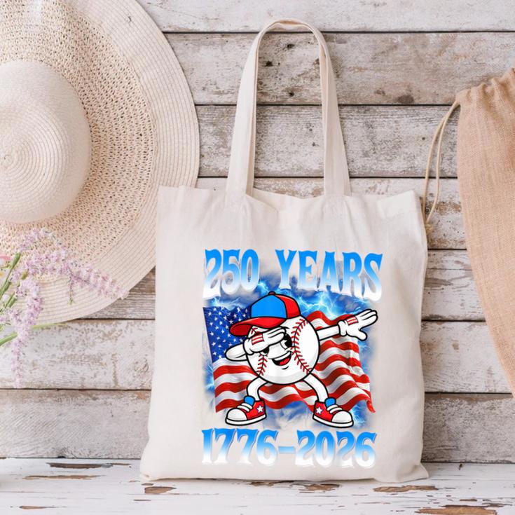250 Years 1776 2026 250th Baseball American Flag 4th Of July Canvas Tote Bag