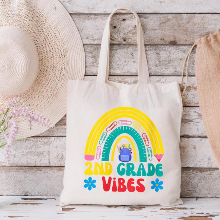 2nd Grade Vibes Back To School Rainbow Second Grade Canvas Tote Bag 2nd Grade Vibes Back To School Rainbow Second Grade Canvas Tote Bag