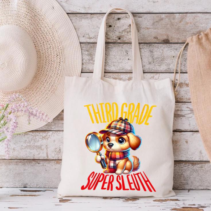 3rd Grade Super Sleuth Dog Detective Back To School Kids Canvas Tote Bag 3rd Grade Super Sleuth Dog Detective Back To School Kids Canvas Tote Bag