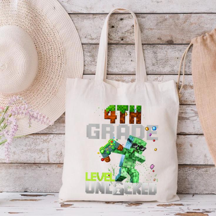 4th Grade Level Unlocked Back To School Pixel Game Canvas Tote Bag
