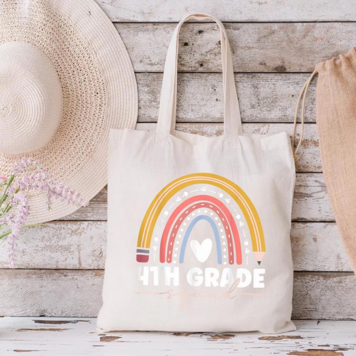 4th Grade Squad Rainbow Back To School Canvas Tote Bag