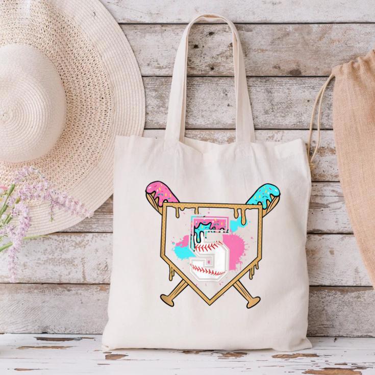 5th Fifth Birthday Baseball Bat Ice-Cream Drip 5yrs Old Boys Canvas Tote Bag 5th Fifth Birthday Baseball Bat Ice-Cream Drip 5yrs Old Boys Canvas Tote Bag
