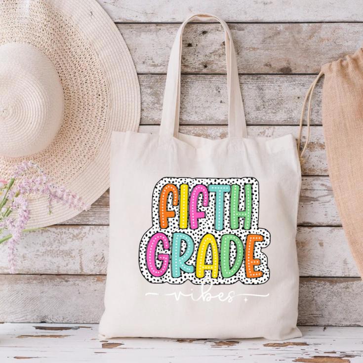 5th Fifth Grade Vibes Back To School Dalmatian Dots Canvas Tote Bag 5th Fifth Grade Vibes Back To School Dalmatian Dots Canvas Tote Bag