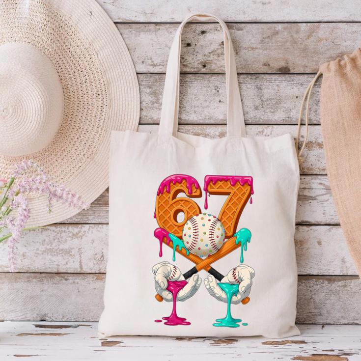 6 7 Ice Cream Drip Baseball Number 67 Player Boy Girl Kids Canvas Tote Bag 6 7 Ice Cream Drip Baseball Number 67 Player Boy Girl Kids Canvas Tote Bag